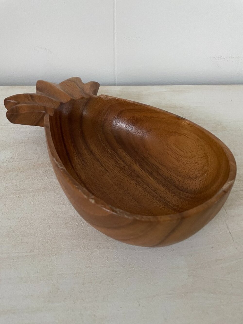70’s Vintage Handcrafted Monkey Pod Wooden Pineapple Serving Bowl 10 inch